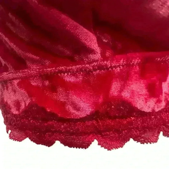 INC Velvet bralette in Red with Lace back Size XL NWOT - Picture 3 of 10